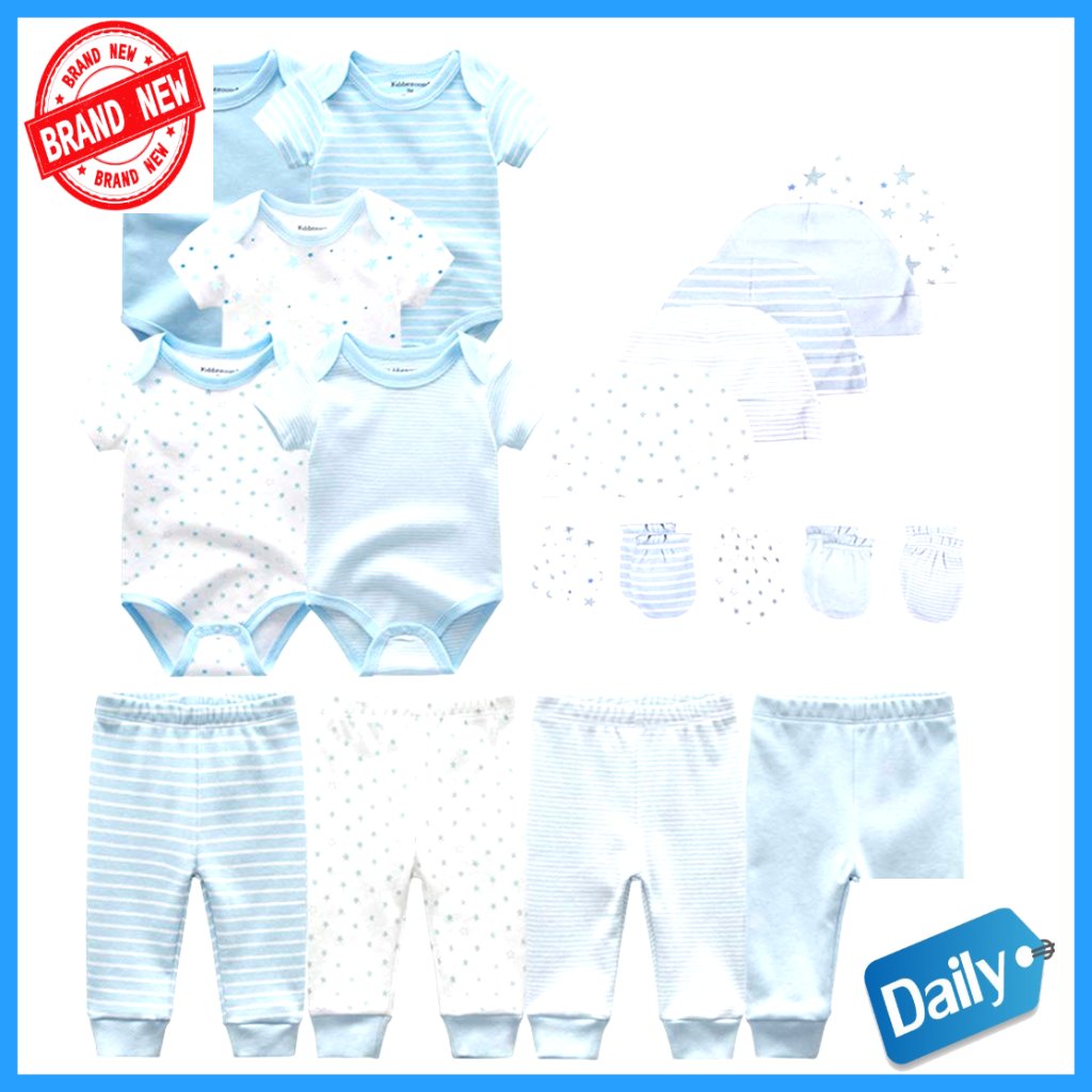 Newborn 19-Piece Layette Set, 100% Cotton, Essentials Giftset, 0-3 Months